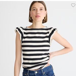 NWT J.Crew Vintage rib ruffle boatneck tank top in stripe